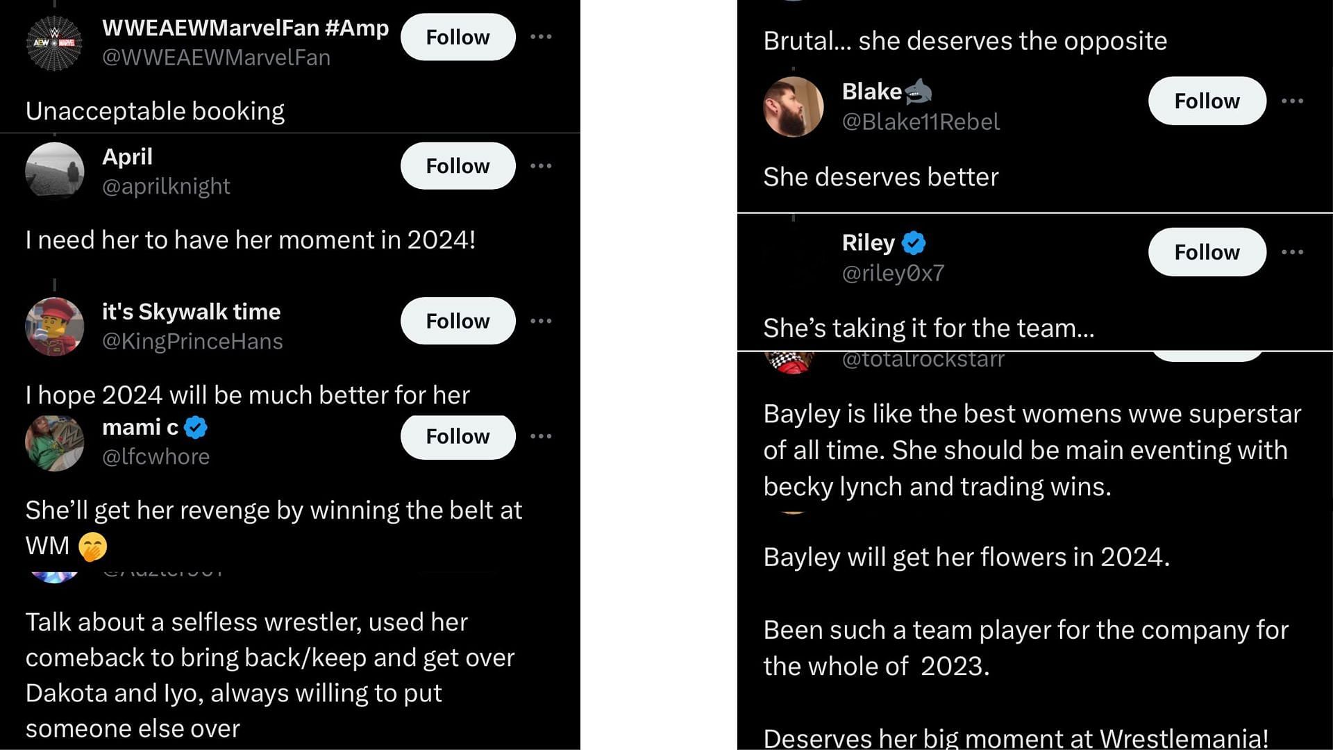Fan reaction to Bayley's record in 2023